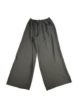 Zara Black Wide-Leg Pants Women's L Elastic Waist Lightweight Comfort Flowy Boho